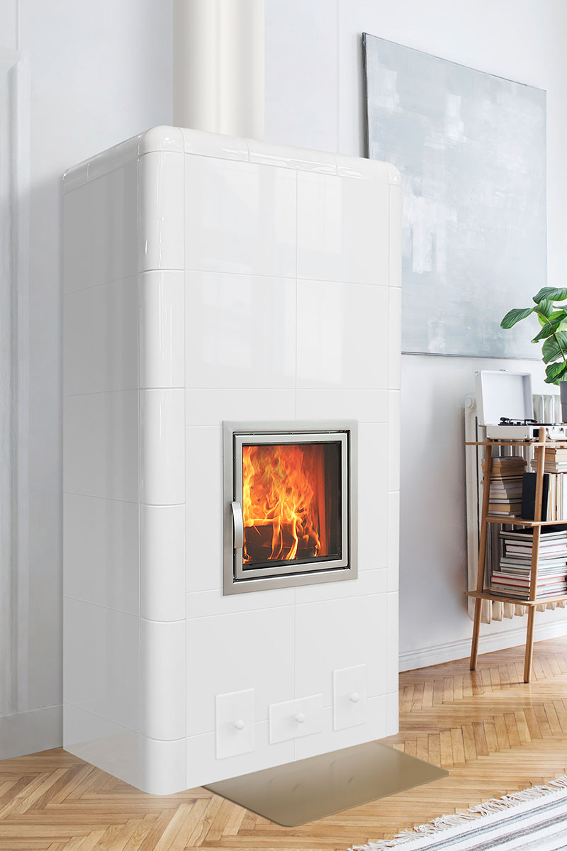 Stylish scandinavian open space with design furniture, plants, b