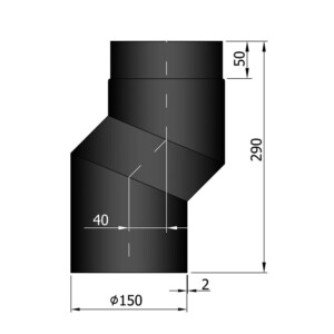 Ø150mm liitosputki - S-putki 40mm sivuttais-siirrolla
