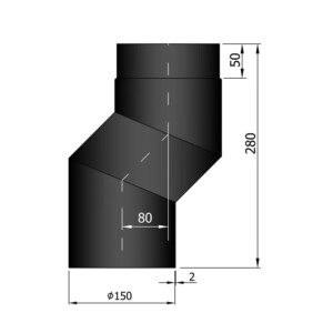 Ø150mm liitosputki - S-putki 80mm sivuttais-siirrolla